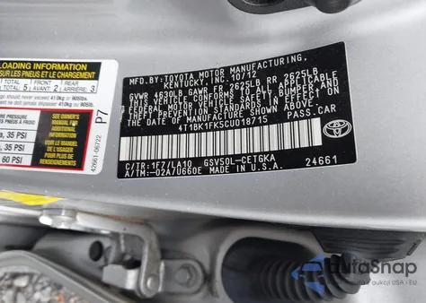 2012 Toyota Camry Se V6 из США, поврежденный, VIN 4T1BK1FK5CU019715